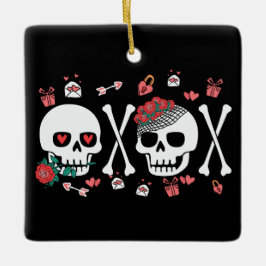 Söt Skully Valloween Alla hjärtans dag XOXO Julgransprydnad Keramik