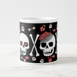 Söt Skully Valloween Alla hjärtans dag XOXO Jumbo Mugg