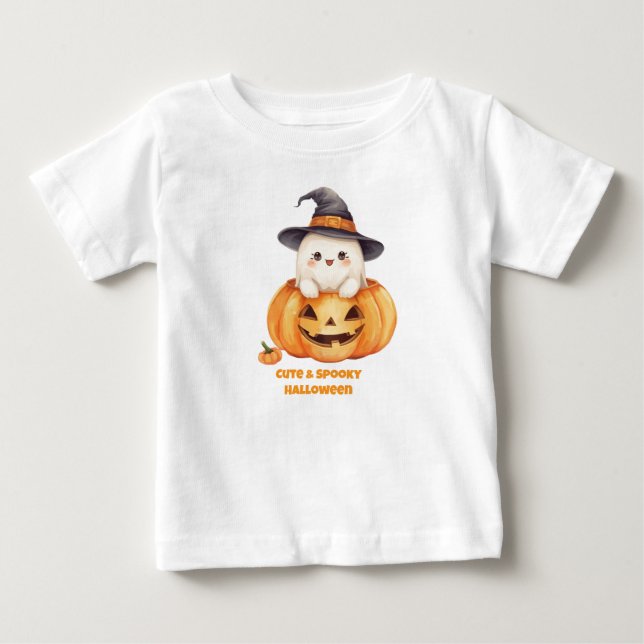 Söt Skum Halloween Spök Halloween Pumpa Småbarn T Shirt (Framsida)