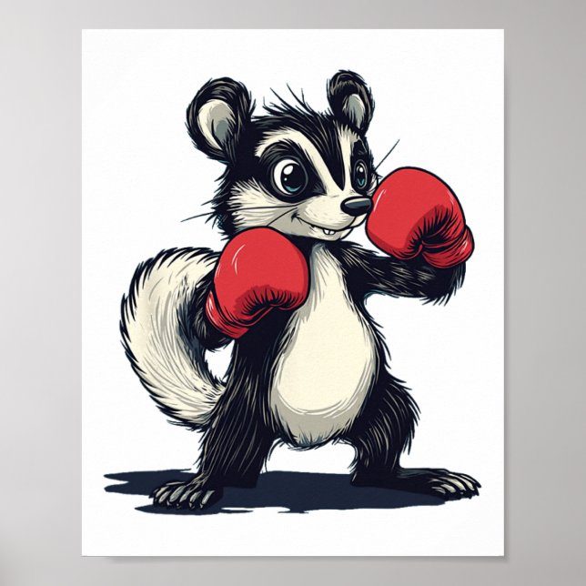 Söt Skunk Costume with Boxing Mitts Poster (Framsidan)