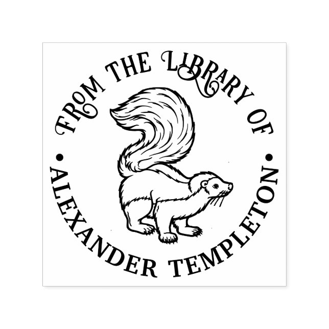 Söt Skunk Kontur Biblioteksbok Namn Självfärgande Stämpel (Design)