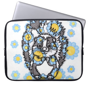 Söt skunk med blå blommor Laptop-fodral Laptop Fodral