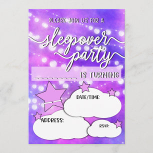 Söt Sleepover Födelsedagsfest Inbjudningar