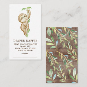 Söt Sloth Baby Shower Diaper Raffle Biljett Tilläggskort