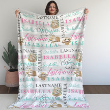 Söt Sloth Blanket med Namn med Rand