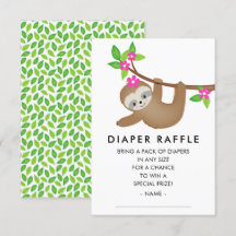 Söt Sloth Girls Baby Shower Raffle