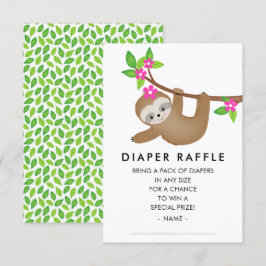 Söt Sloth Girls Baby Shower Raffle Tilläggskort