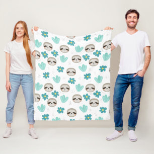 Söt Slothblommönster Fleecefilt