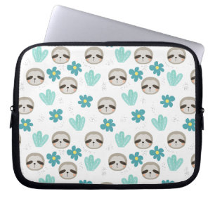 Söt Slothblommönster Laptop Fodral