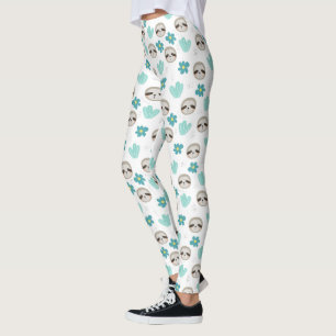 Söt Slothblommönster Leggings