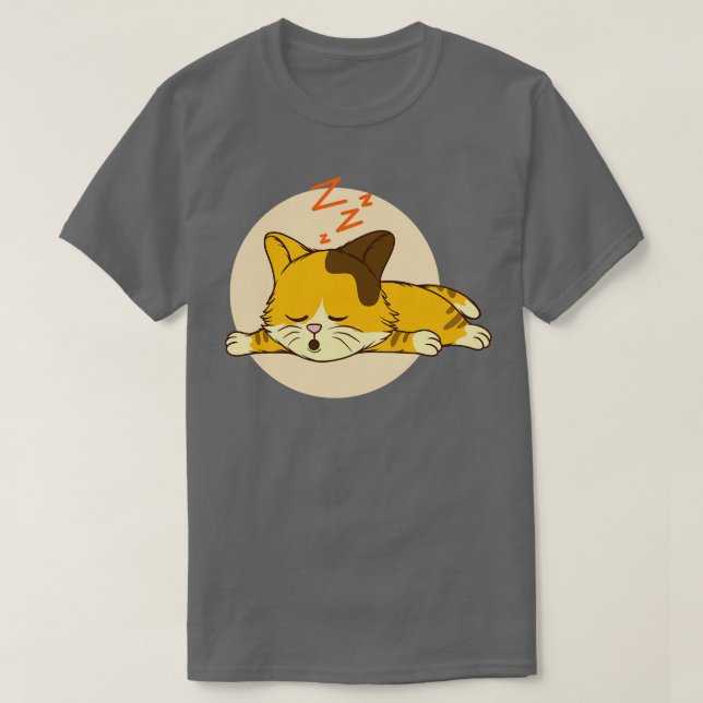 Söt Slumber Mysigt katt Spipande Bed T Shirt (Design framsida)