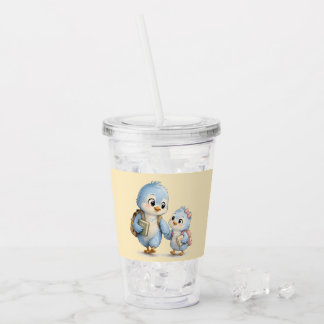 Söt små fågel syskon akryl tumbler take away mugg