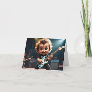 Söt småbarn som spelar gitarr tom hälsning  kort