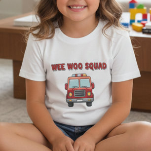 Söt småbarns Wee Woo-styrka brandbil barn T Shirt