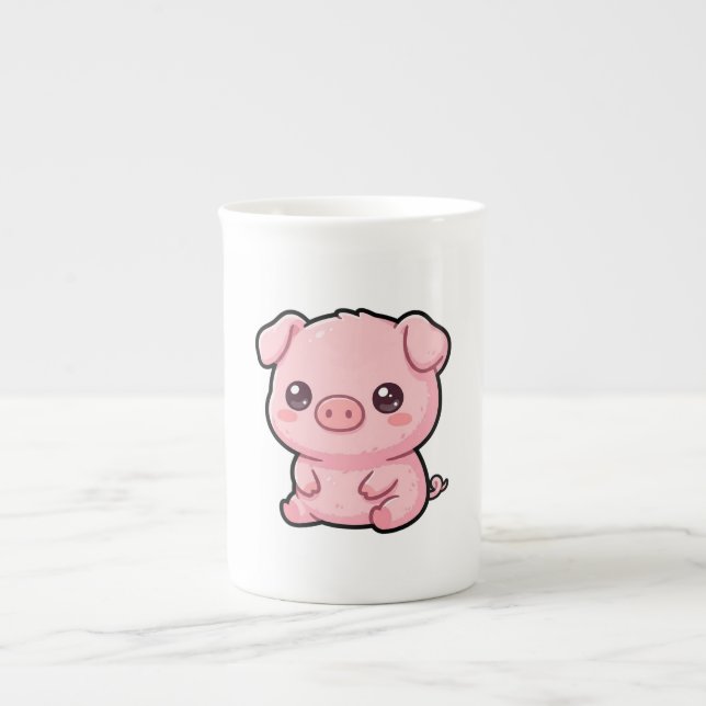 Söt smågris specialmugg benporslin mugg (Framsidan)