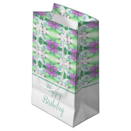 Söt Small Lila Flower Patterned Gift Bag