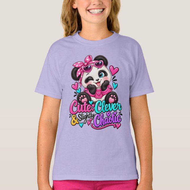 Söt Smart Kaotisk Panda T Shirt (Framsida)