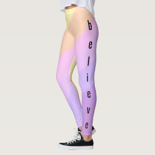 Söt, smart nyon brushstrokes unicorn färg leggings