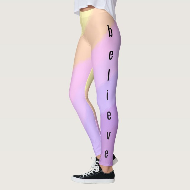 Söt, smart nyon brushstrokes unicorn färg leggings (Vänster)