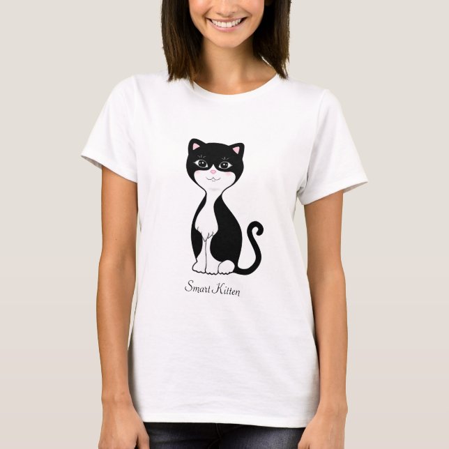 Söt smart smoking katt t shirt (Framsida)