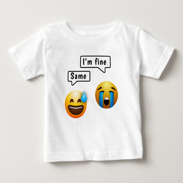 Söt Smiley Ansikte Emoji Babykläder T Shirt (Framsida)