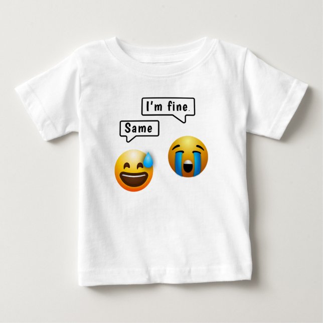 Söt Smiley Ansikts Emoji Babykläder T Shirt (Framsida)