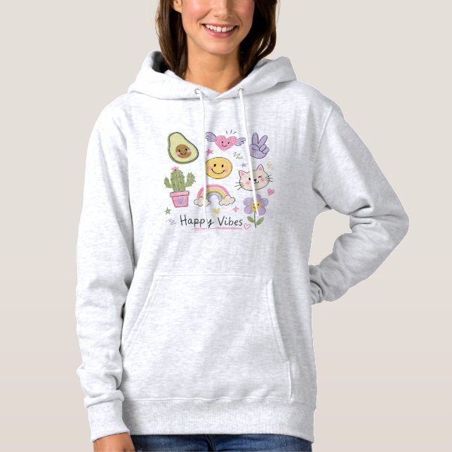 Söt Smiley Regnbåge  T Shirt (Framsida)