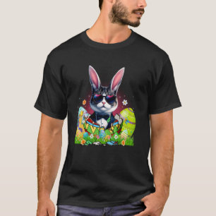 Söt Smokingkatt & Kaninöron I Påskägg Påsk T Shirt