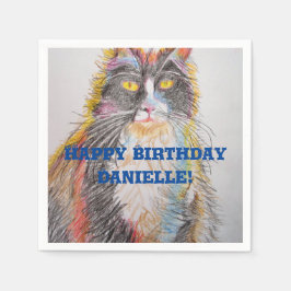 Söt Smokingskatt Djur Dekor Serviett Servietter Pappersservett