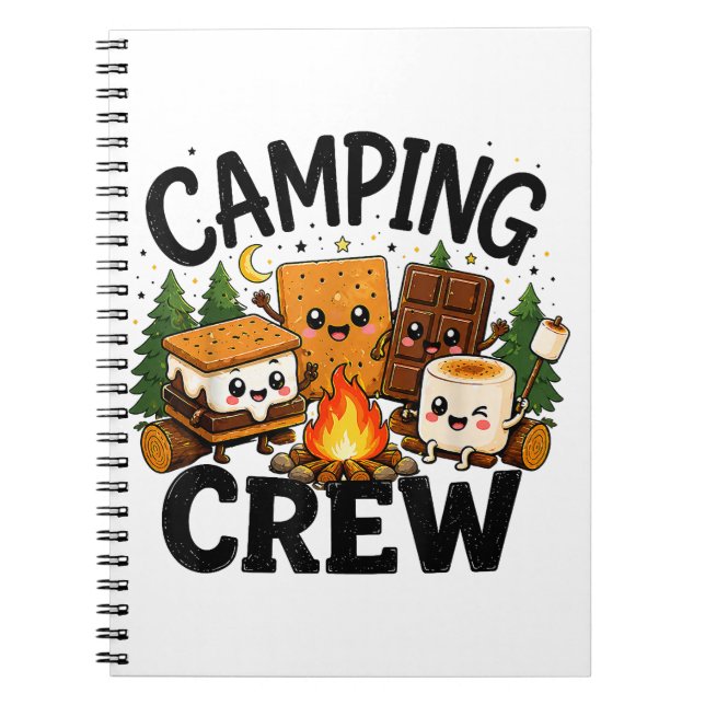 Söt S'mores lägereld Campinggäng Utomhus Anteckningsbok (Framsidan)