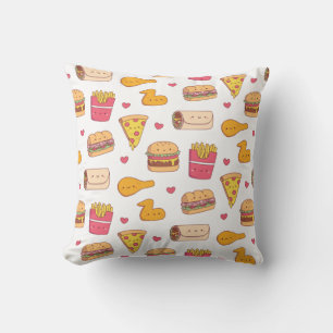 Söt snabbmat burrito pizza smörgås burger pommes f kudde