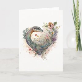 Söt Snake med Lila blommor Valentindagen Helgkort