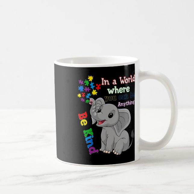 Söt Snäll Elefant Och Pusselbit Autism Medvetenhet Kaffemugg (Höger)