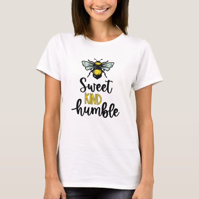 Söt, snäll, ödmjuk - biillustration och typo t shirt (Framsida)