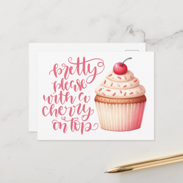 Söt Snälla med körsbär överst Vykort (Fram/Back In Situ)