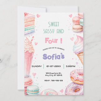 Söt Snällig Födelsedagsfest Pastell Flicka Söt Inbjudningar