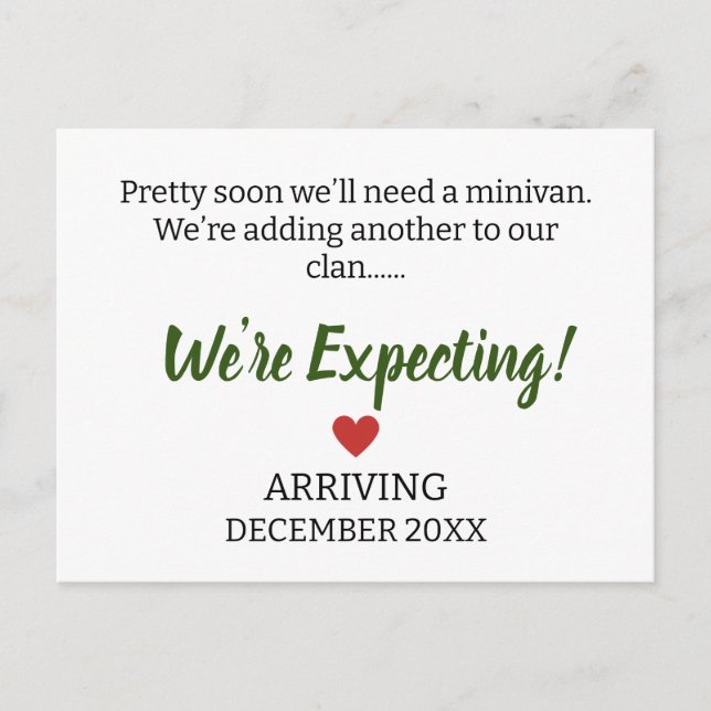 Söt snart behöver vi en minivan. Vi lägger till Vykort (Framsida)