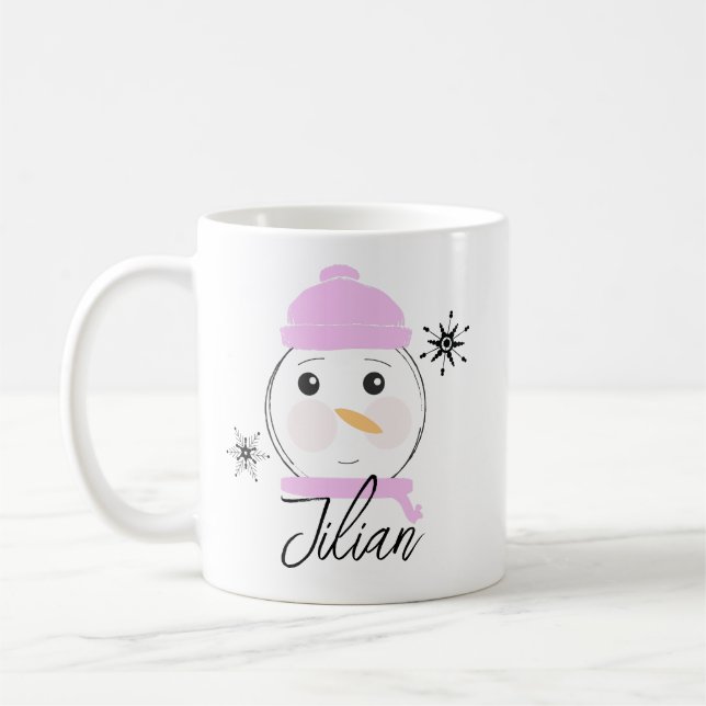 Söt Snemann Rosa Första Julen Kaffemugg (Vänster)