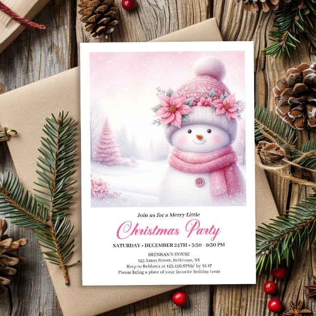 Söt Snig Snöskog Barn Tryckbar Julinbjudan Inbjudningar (Sweet Snowy Forest Kids Printable Christmas Invitation

)