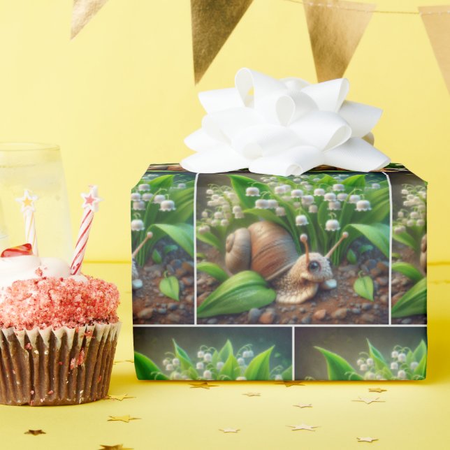 Söt snigel med liljekonvaljblommor presentpapper (Födelsedagsfest)