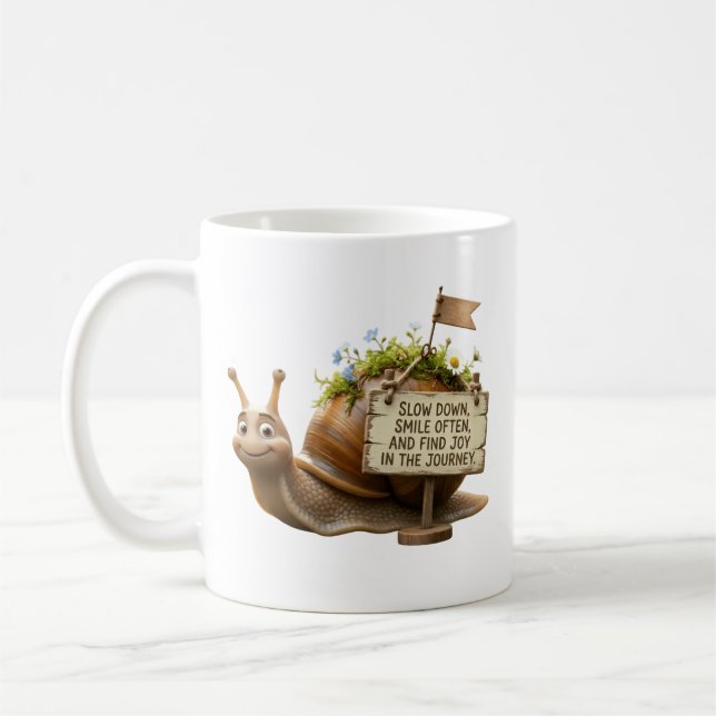 Söt Snigel med Motiverande Citat Klassisk Kaffe  Kaffemugg (Vänster)