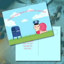 Söt Snigelpost Pen Pal Postkort