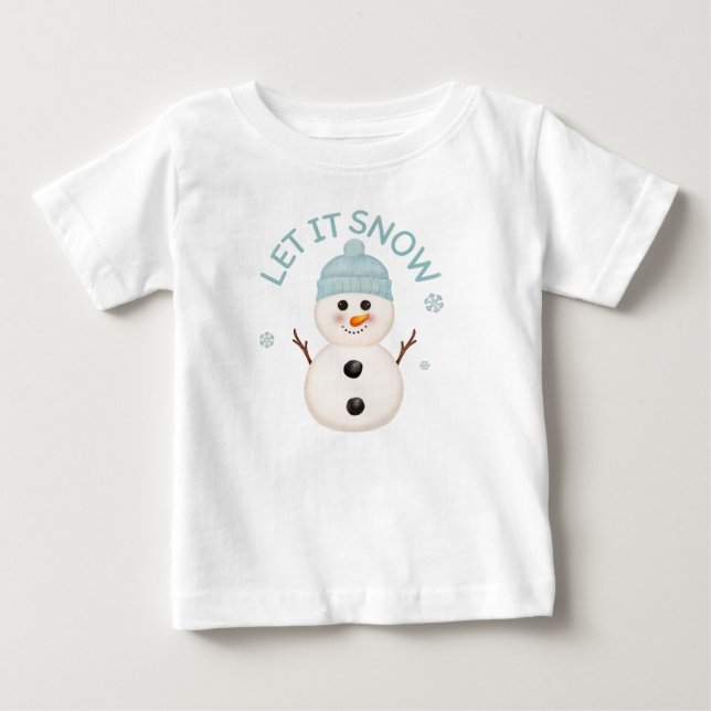 Söt Snöa Snögubbe Baby T-Shirt (Framsida)