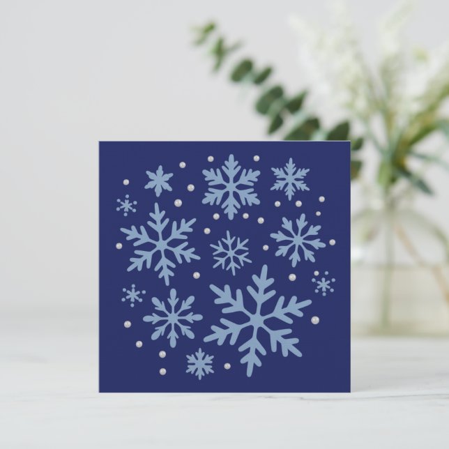 Söt snöflinga jul vinter semester mysig jul  inbjudningar (Stående Fram)