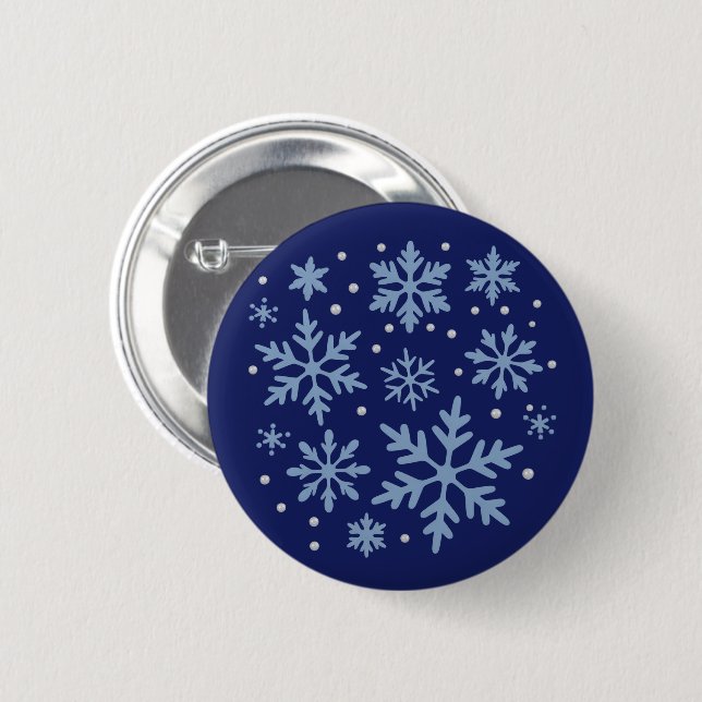 Söt snöflinga jul vinter semester mysig jul  knapp (Framsida & baksida)