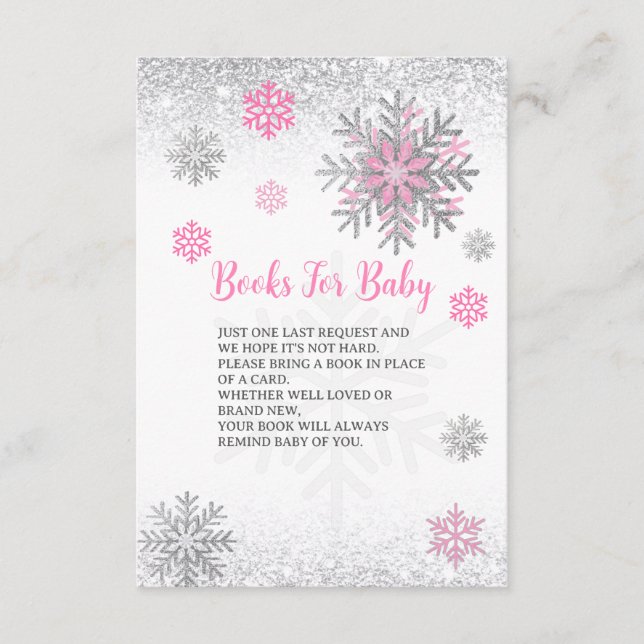 Söt snöflinga rosa & silver babys bokförfrågan  tilläggskort (Framsida)