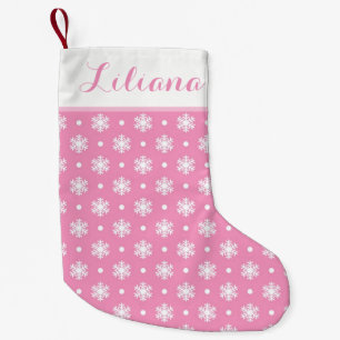 Söt Snöflingor, Personlig/Rosa Liten Julstrumpa