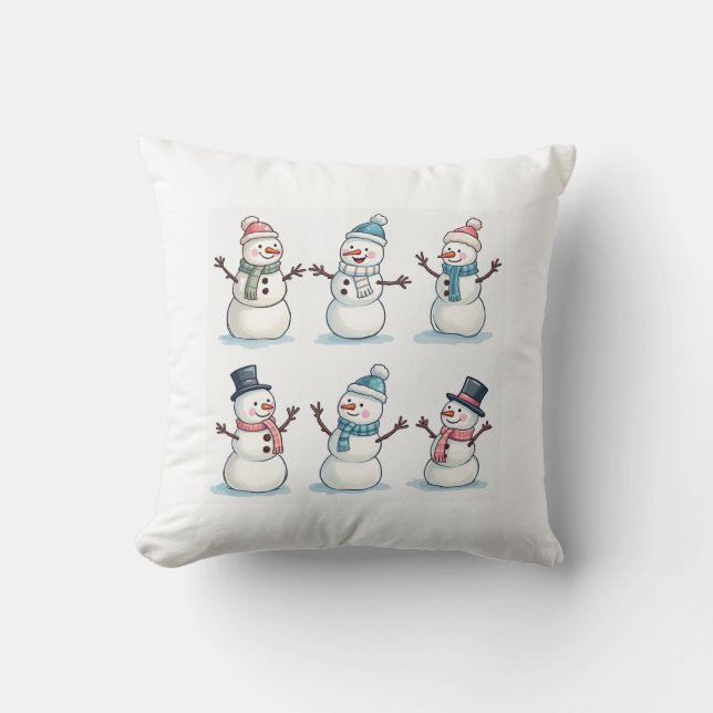 Söt snögubbe cushion kudde (Framsida)