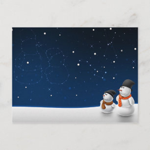 Söt Snögubbe i kärlek Vykort