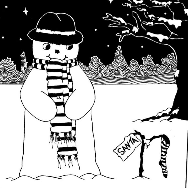 Söt snögubbe leende snö-scen för jultoma kudde (Skapare uppladdad)
